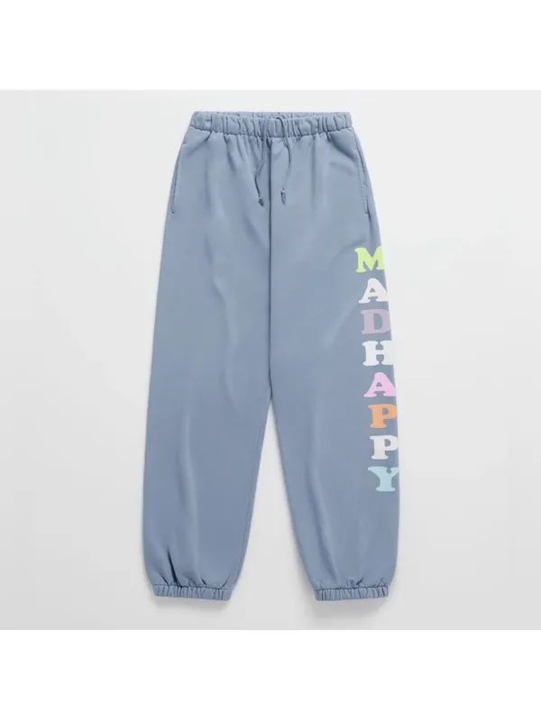 Madhappy Pastels French Terry Cotton Sweatpants Joggers High Rise Frost Blue L - Image 2