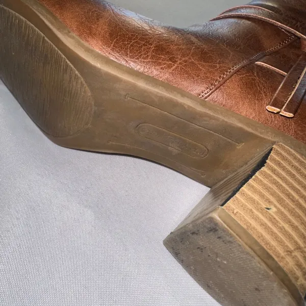 Frye & Co - Indiana Heeled Stacked Leather Ankle Boots Brown Women's Size 8M New - Image 13