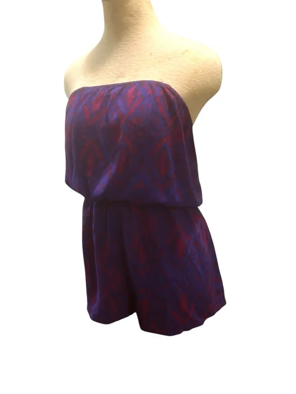 Purple and red sheer shorts strapless romper - Image 2