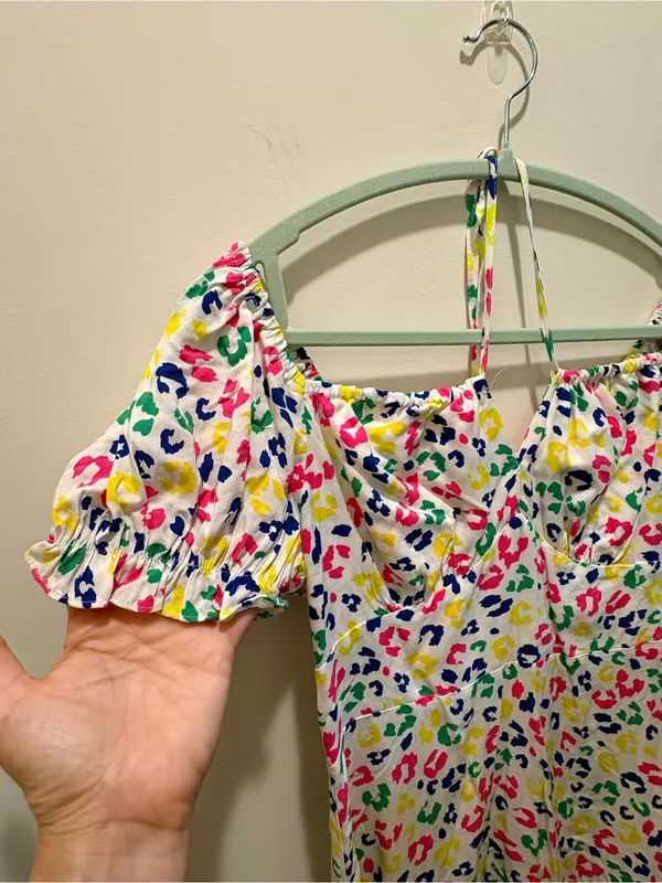 crown & ivy Yellow Multi-Color Puff Sleeve Mini Dress - Image 3