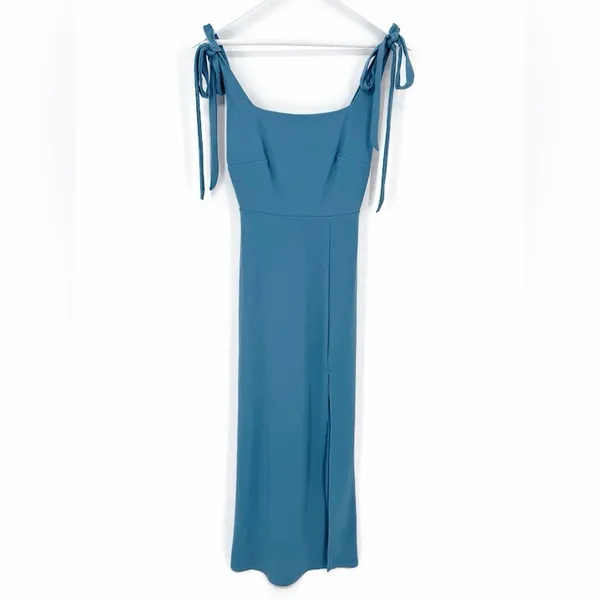 Birdy Grey Alex Crepe‎ Twilight Blue Tie Strap Maxi Dress Extra Small - Image 2