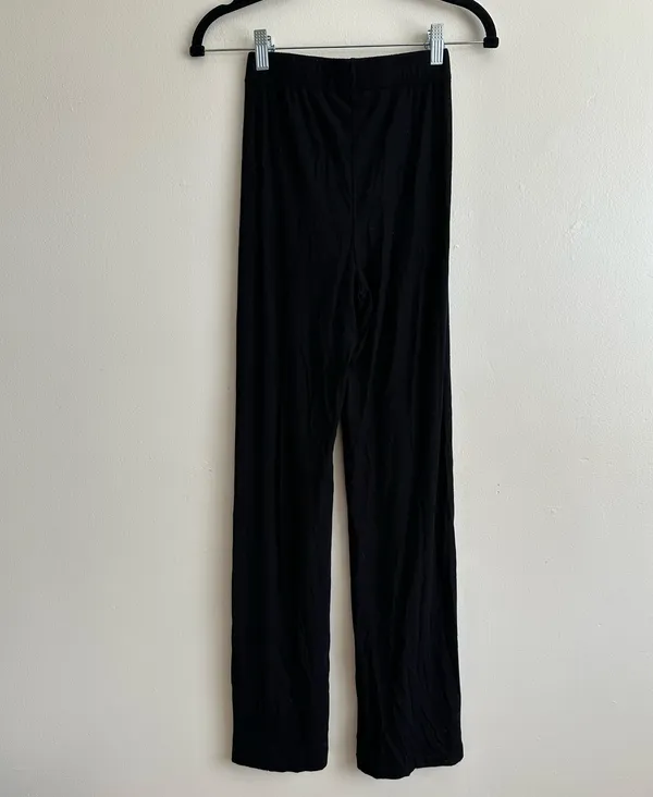 SKIMS Black Ribbed Soft Knit Wide-Leg Pants XXS - Image 3