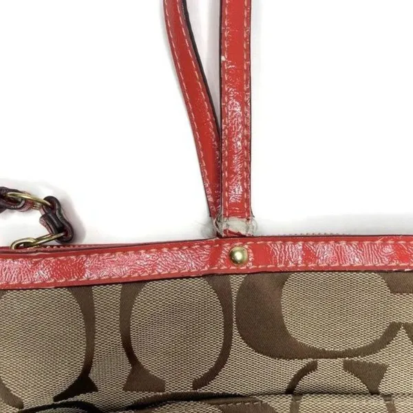 Vintage classic c coach brown and orange purse shoulder tote bag cloth - Image 5