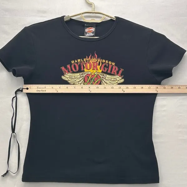 Harley‎ Davidson Y2k Motor Girl Baby Tee Black Large - Image 9