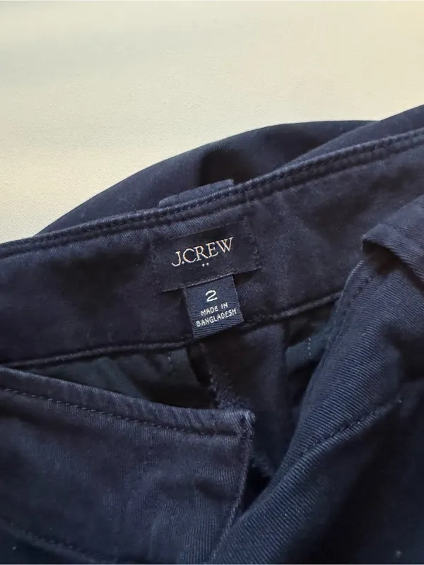 Jcrew Classic Wide-Leg Navy Cotton Pants Sz 2 - Image 8