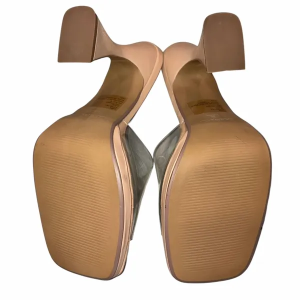 Steve Madden Lipa Nude Clear Upper Square Sculptural Heel Dress Sandals Heels Shoes size 8.5 - Image 11