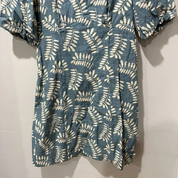 Parker Cammie Blue Tropical Puff Short Sleeve Mini‎ Dress Women's Size 10 Mini - Image 6