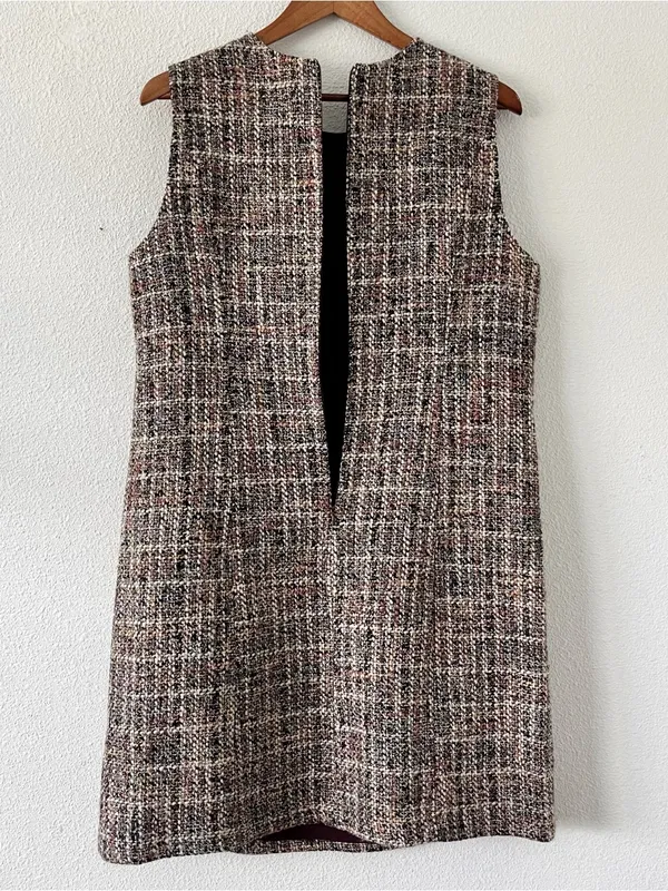 Gal Meets Glam Ramona Brown Tweed Check Sleeveless Mini Dress - Image 8