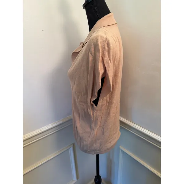 Banana Republic Cap Sleeve Fine-Knit V-Neck Polo Collar Sweater Organic Cotton - Image 4