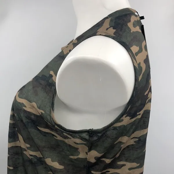Lucky and Blessed sleeveless green camo hi lo tank - Image 4