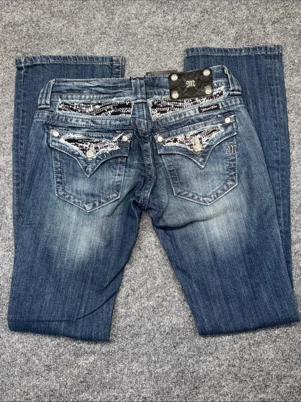 Miss Me Blue Low-Rise Boot Cut Stretch Denim Jeans - Image 5