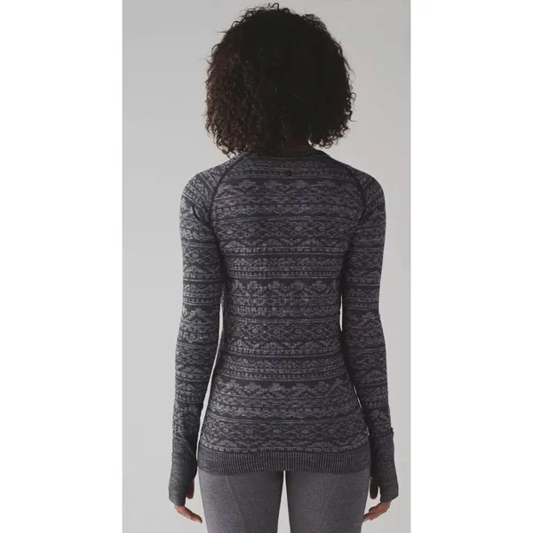 Lululemon Rest Less Pullover In Heather Black Aztec Print sz. 6 - Image 3