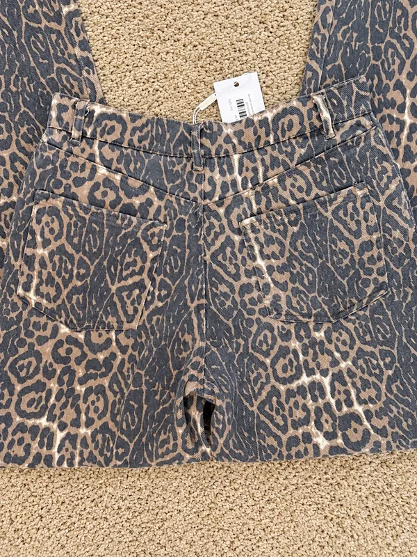 Beginning Boutique Brunet Leopard Print Straight Leg Jeans US 4 NWT - Image 5