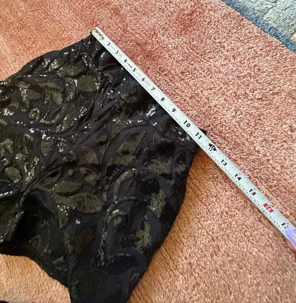 Show Me Your Mumu Black Sequin High Waist Shorts XS Party Evening - Image 6