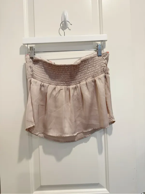 FREE PEOPLE Ember Glow Tube Top Ivory Embroidered Flower trim Pintuck Going Out - Image 6