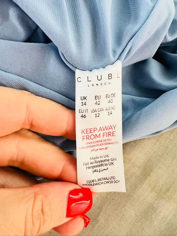 Club L NWT Powder Blue Paloma Maternity One Sleeve Asymmetric Maxi Dress Size 10 - Image 10