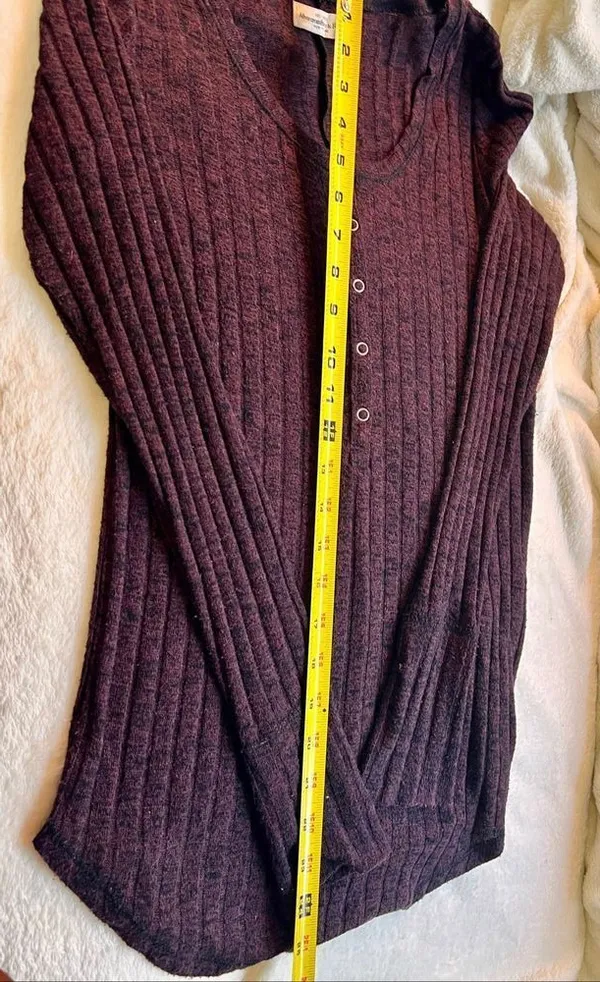 Abercrombie Fitch Ribbed Snap Button Henley Soft AF Stretch Extra Long Sleeves S - Image 6