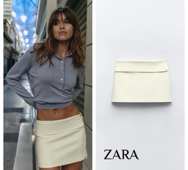 NWT light yellow belted mini skirt. Size XL - Image 2
