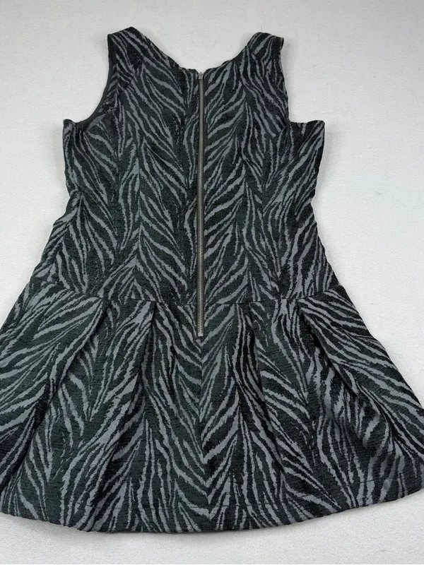 Free People Chenille Zebra Mini Dress Black Gray Drop Waist Pockets 19" Bust - Image 4