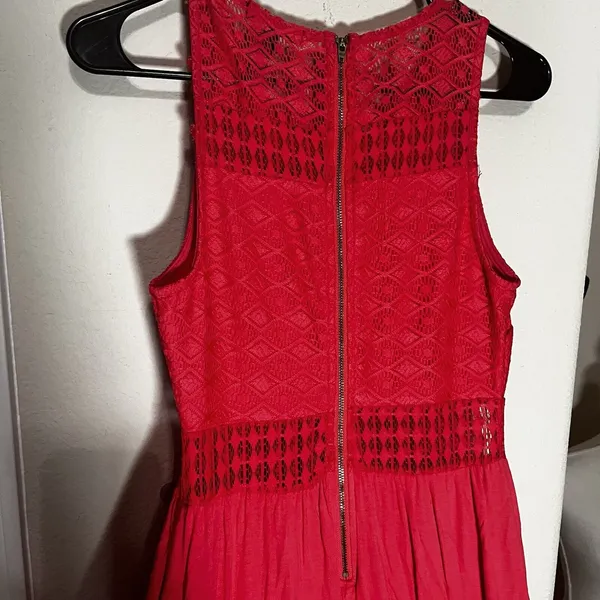 Material Girl Red Maxi dress Layered Mini Skirt‎ Sleeveless size S illusion - Image 9