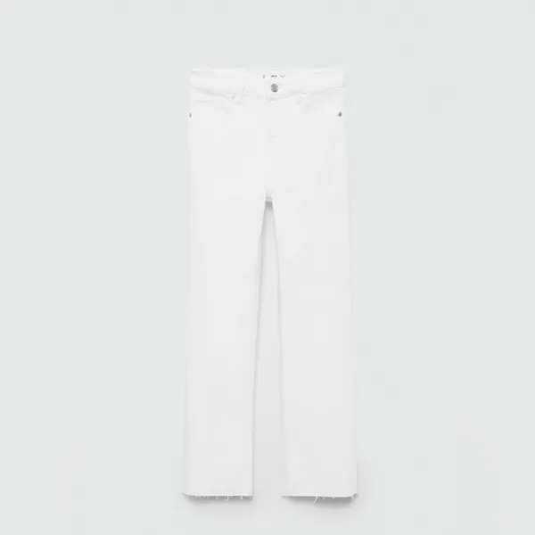 NWT MNG Mango Sienna Flare Cropped Jeans White Raw Hem Women’s Size 2 - Image 2