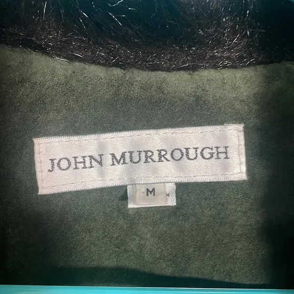 Vintage John Murrough Suede Coat Green Fur Collar Women's M 80s 90s‎ retro - Image 7