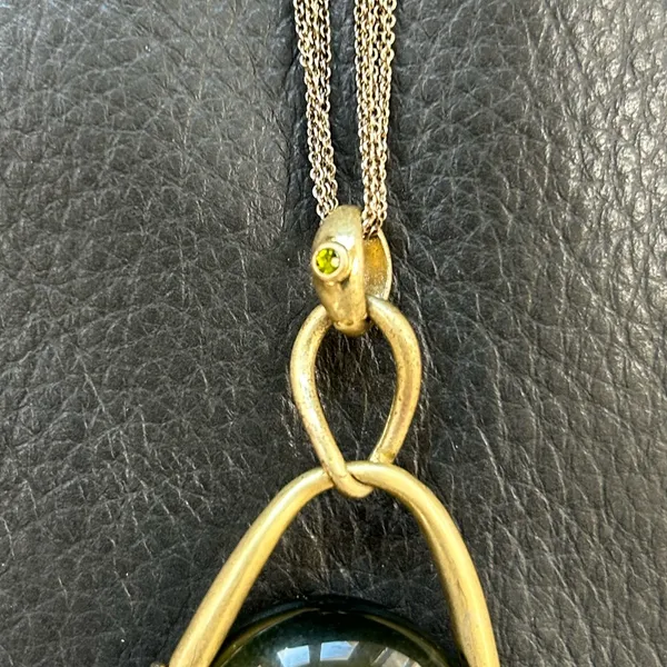 Lia Sophia Kiam Family “Elena” Green Cat’s Eye Necklace 23” long - Image 4
