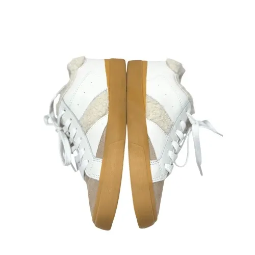 Marc Fisher‎ Ltd. Sidewalk Low Top Sneakers White Leather Sherpa Suede Size 6 - Image 8