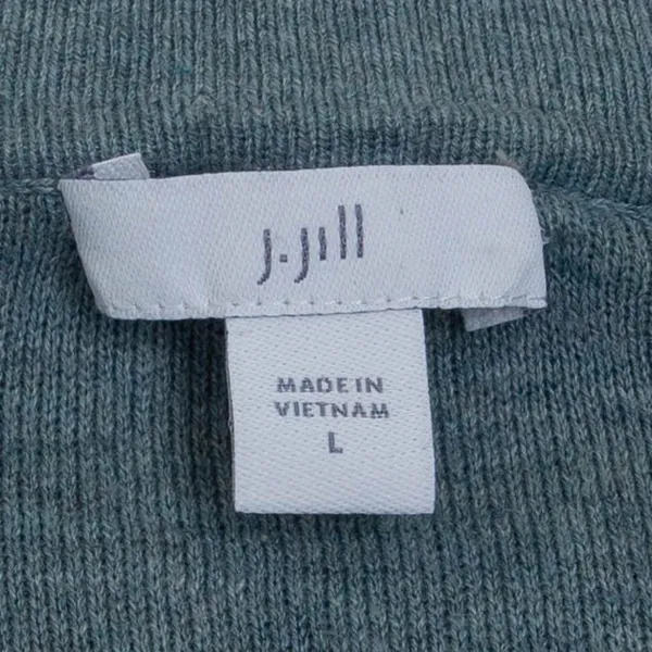 J. Jill Womens Cardigan Sweater Open Front Blue Gray Size L Flare‎ Sleeve Staple - Image 4