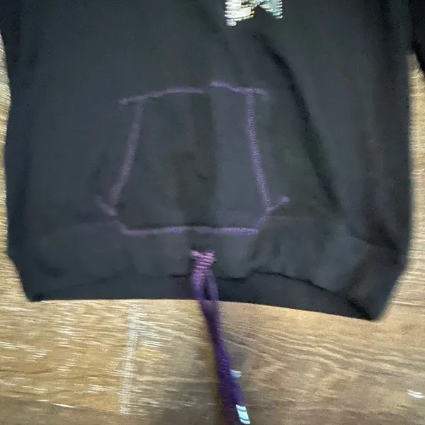 E5 College Classics K-State Rhinestone Hoodie Black Y2K V-Neck Sweatshirt Womens - Image 4