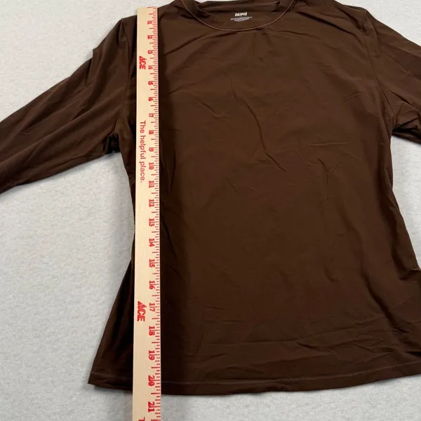 Skims Fits Everybody Long Sleeve T Shirt Womens Large Brown Cocoa Slim Crewneck - Image 3