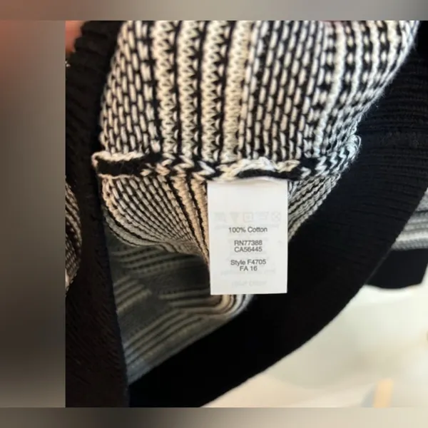 J.Crew Factory 100% Cotton Crew Neck Sweater Women's M Black & Cream Stripped - Image 4