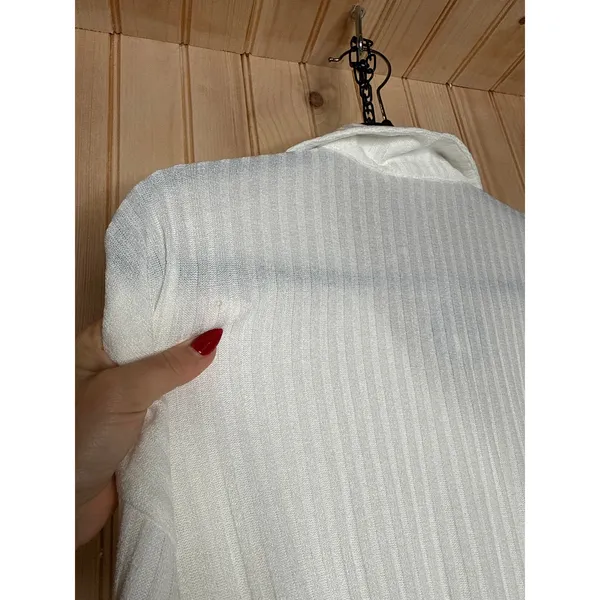NWT Lulus Oasis Awaits White Ribbed Button-Up Mini Swim Cover-Up Size S **FLAW - Image 7