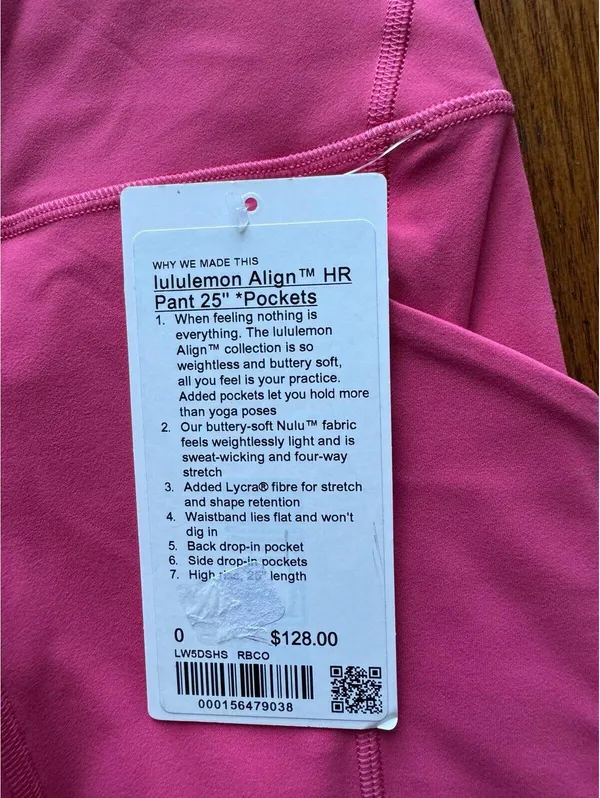 Lululemon Align With Pockets High Rise 25” Raspberry Coulis Size 0 NWT - Image 4