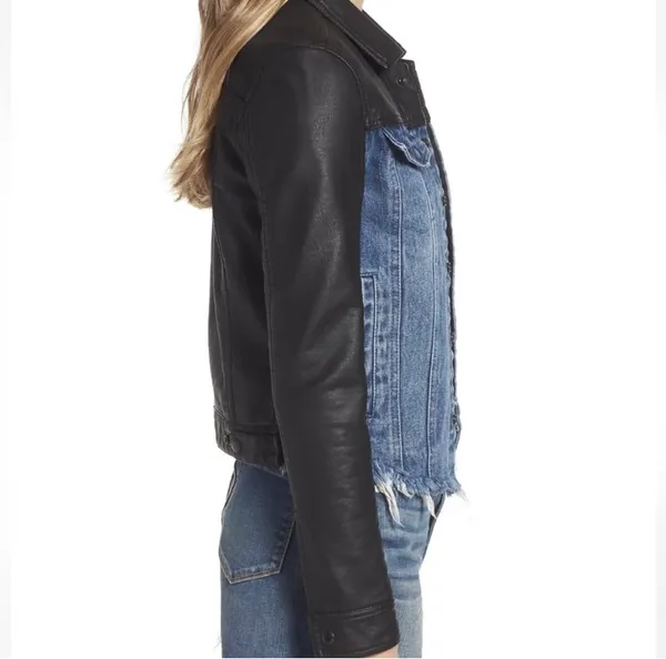 Blank NYC Faux Leather Denim Hybrid Jacket - Image 10