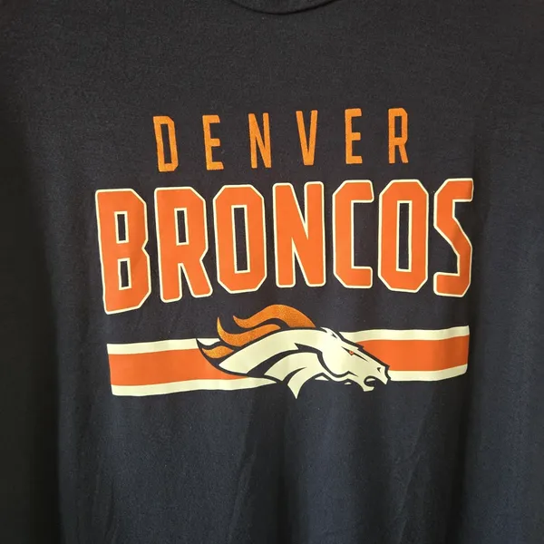 Denver Broncos Womens Medium Fanatics NFL Raglan Mesh Sleeve Tunic Top Navy Blue - Image 3