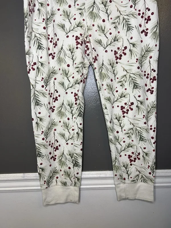 Stars Above Pajama Set Womens XXL White Berry Christmas Thermal Top Pants Lounge - Image 12