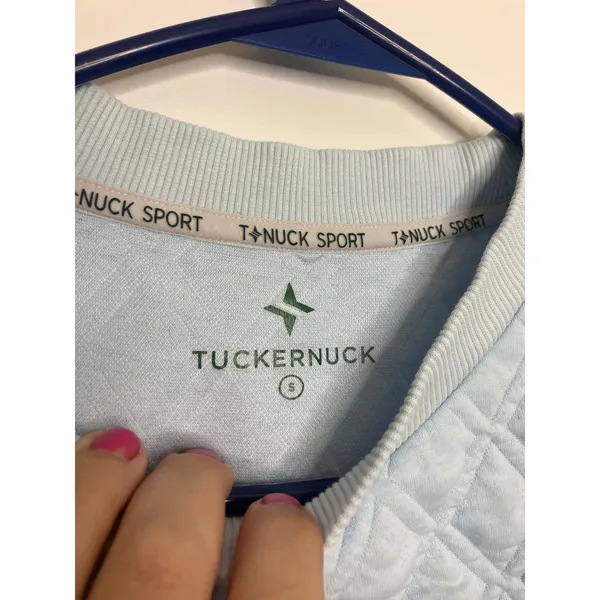 Tuckernuck Sport Quilted Sweatshirt Women S Light Blue Excellent Puff Shoulder - Image 4