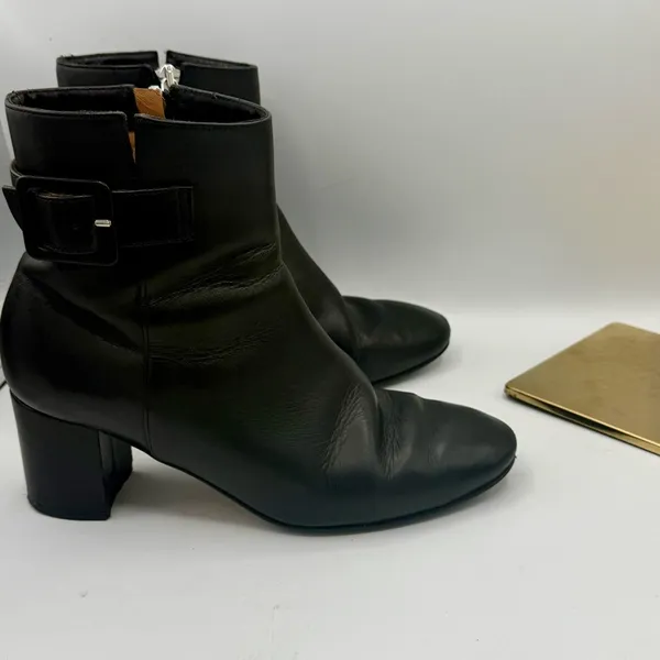 Grigiarancio Y2K Black Leather Ankle‎ Boots 8.5 | Made in Italy Chunky Heel - Image 9