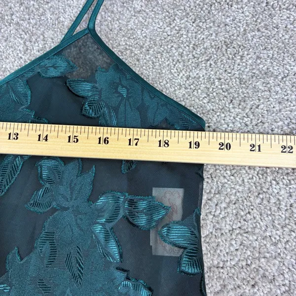 Angelique Nightgown Womens L Green Sheer Leaf Floral Chemise‎ Lingerie Coquette - Image 5
