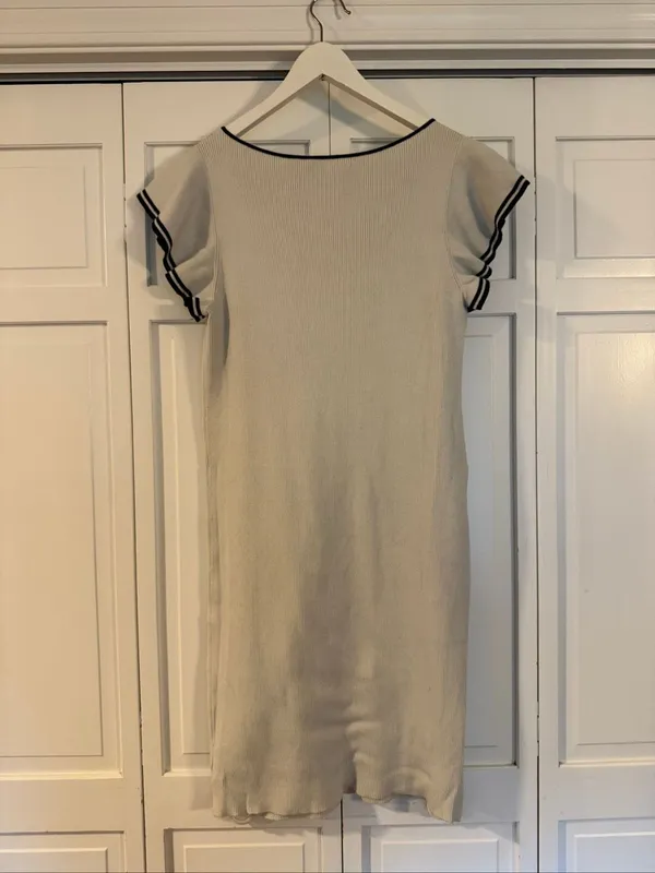 Lauren Ralph Lauren cream and black ribbed ruffled dress xl - Image 5