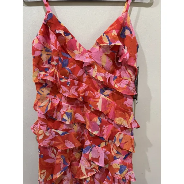 Eliza‎ J Floral Ruffle Fil Coupé Maxi Dress Size 5 Floral Sundress Slip dress - Image 7
