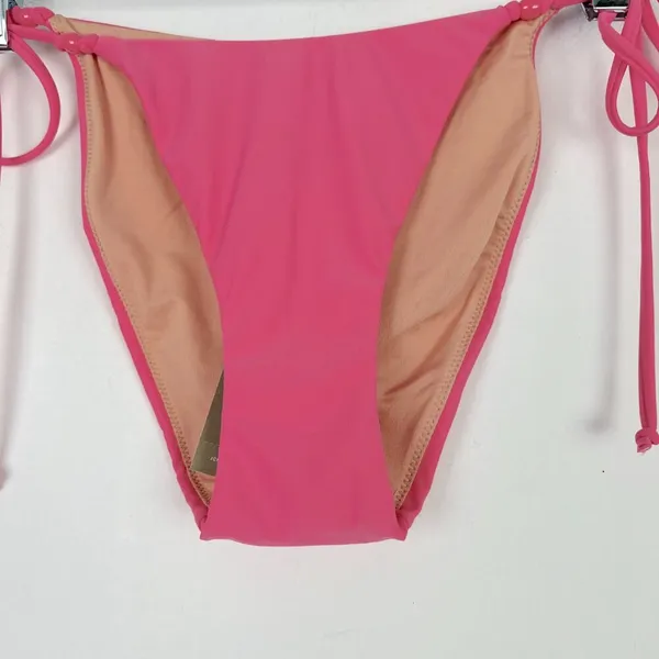 NWT J. Crew Curved-Waist Cheeky String Bikini Bottom with Beads Pink Size Small - Image 4