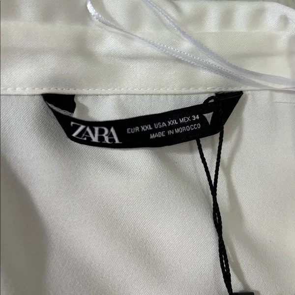 Zara White Satin Effect Draped Shirt Dress - Image 10