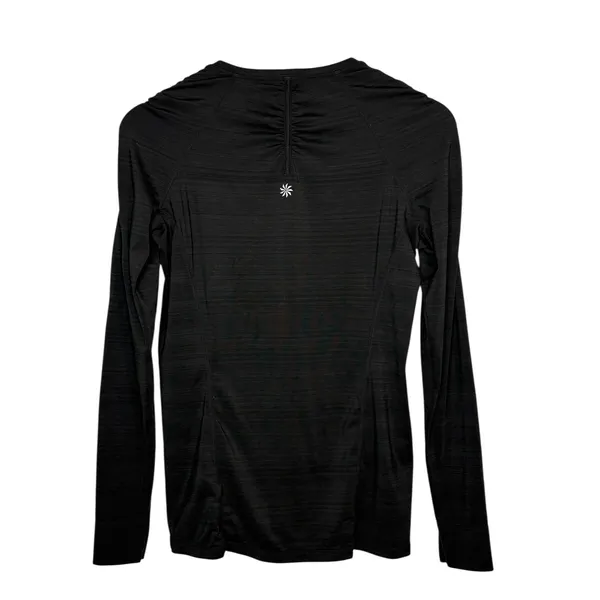 Athleta‎ Pacifica 1/4 Zip Long Sleeve Top Womens Medium Black Activewear Ruched - Image 4