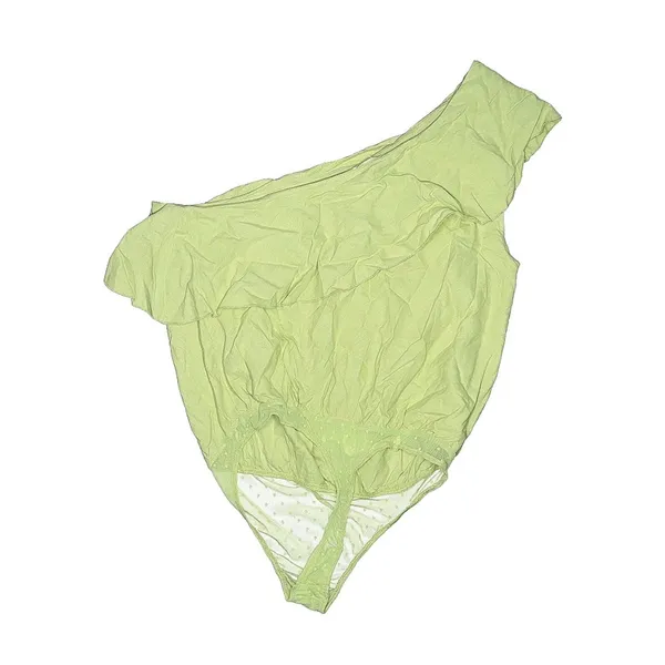 Free People Intimately NWT One Shoulder Ruffle Bodysuit Matcha Green Sz Large - Image 3