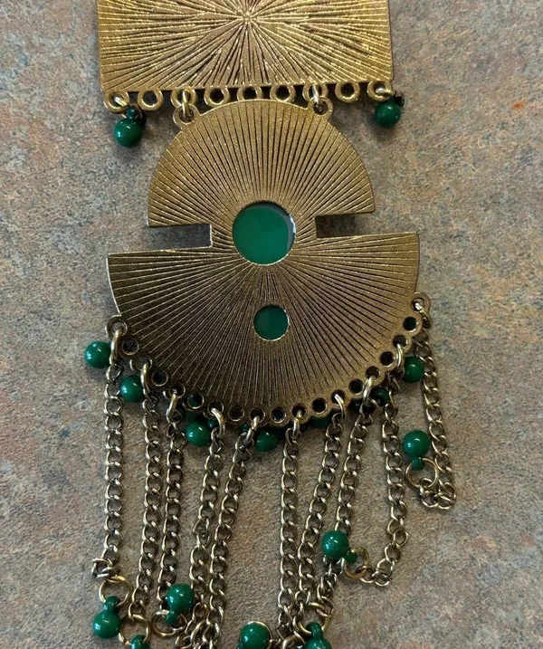 Like NEW Boho Oriental inspired jewelry piece faux jade festive necklace - Image 6