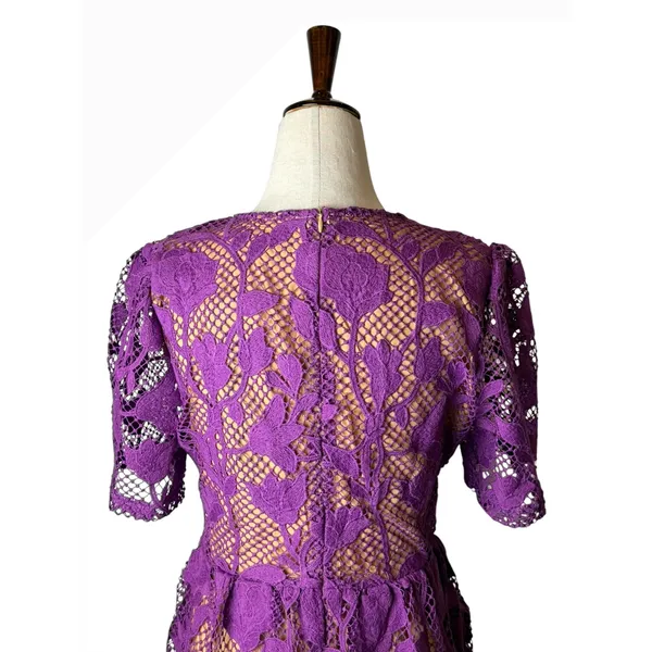 Dalia MacPhee Lace Midi Dress Women Medium Purple NWT Floral Guipure Lace‎ Party - Image 6