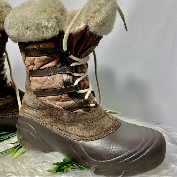 Columbia SNOW BOOTS FUR LINED GOOD PRE-owned Condition Size 8 1/2 Refer to pics - Image 9