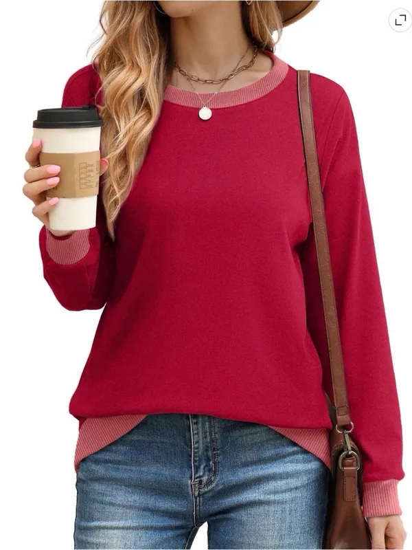 Fantaslook Women’s Crewneck Sweatshirt Pink Long Sleeve Pullover Size Medium - Image 2